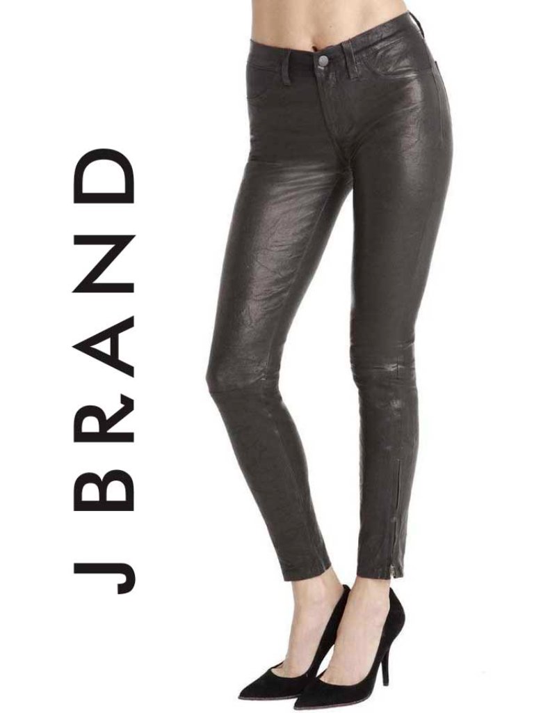 J Brand Womens L8001 "Super Skinny" Lambskin Leather Leggings Noir Black Size 32